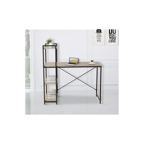 Stylish TAVOLO Home Study Desk with Dual Side Shelves - Oak Finish