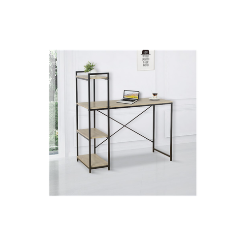 Stylish TAVOLO Home Study Desk with Dual Side Shelves - Oak Finish