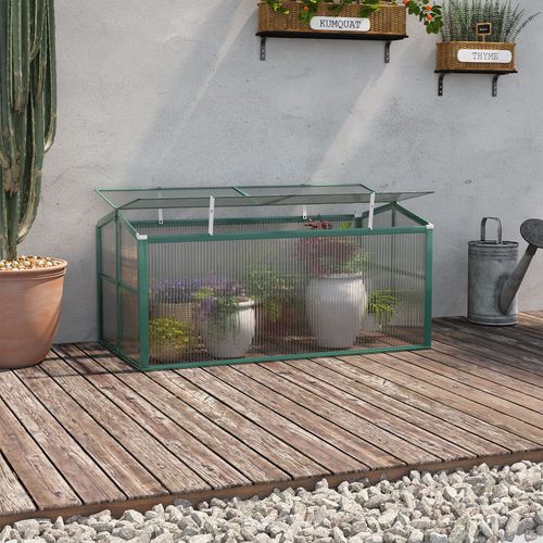 Outsunny 130cm Aluminium Greenhouse Planter with Openable Roof for Home & Garden