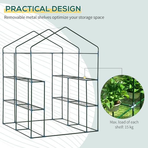 Sturdy Steel Frame Greenhouse with 2 Shelves for Home Gardening & Plant Growth