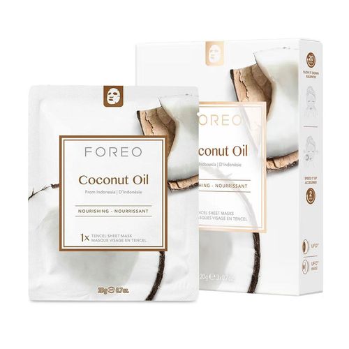 FOREO Coconut Oil Sheet Mask - Hydrating Tropical Facial Boost, 3 Pcs