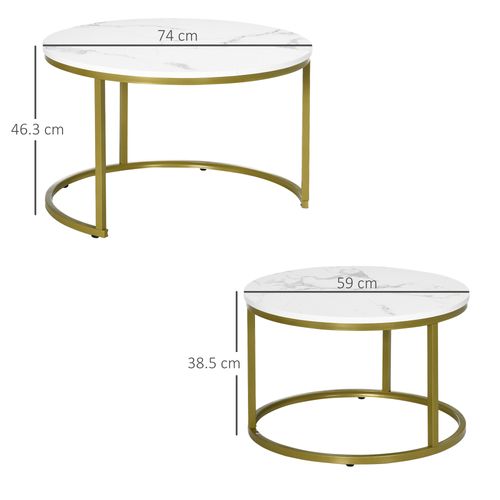 Stylish HOMCOM Marble Nesting Coffee Table Set for Living Room & Office