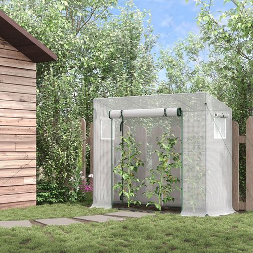 Portable Outsunny Walk-In Greenhouse with Roll-Up Door for Year-Round Gardening