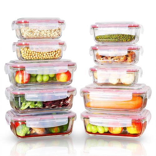 Vinsani 10-Pack Airtight Glass Meal Prep Containers - BPA-Free, Leakproof & Versatile