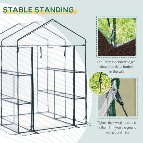 Sturdy Steel Frame Greenhouse with 2 Shelves for Home Gardening & Plant Growth