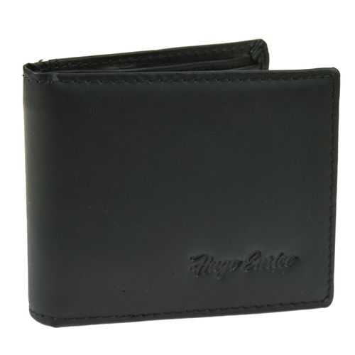 Hugo Enrico Black Bifold Leather Wallet - Stylish Coin Pouch & Card Holder