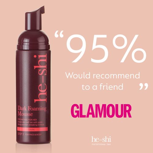 He-Shi Dark Self Tan Foaming Mousse - Quick Dry, Easy Application, Streak-Free