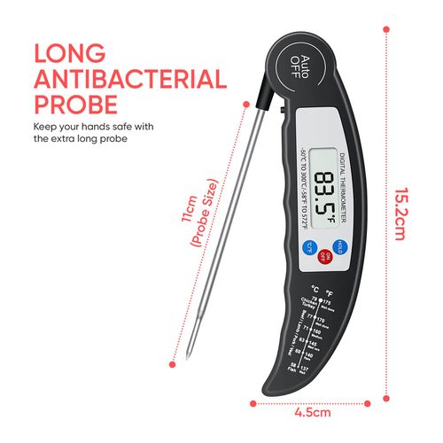 ASAB Instant Read Digital Food Thermometer - Accurate Kitchen Tool - Black