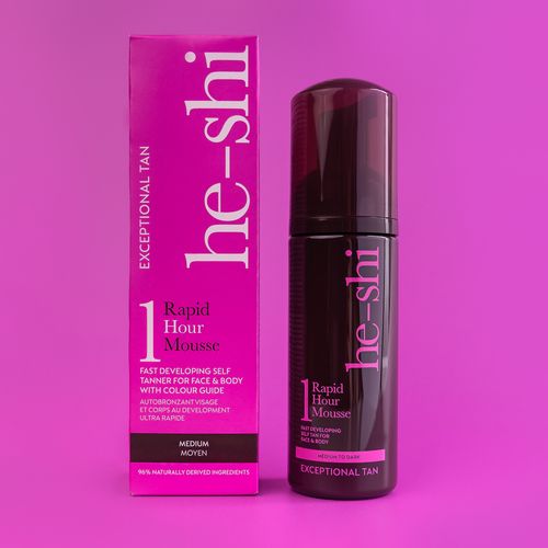 He-Shi Rapid Self Tan Mousse - Quick Dry Tanning for Medium to Dark Glow