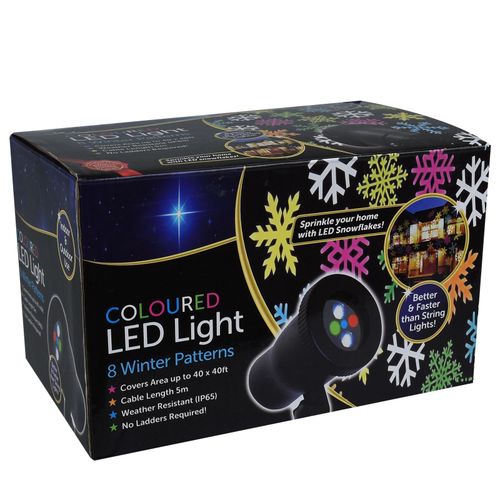 Starlight Multicolour Christmas Projector Light - 8 Winter Patterns for Home