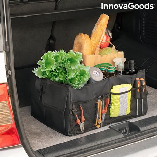 Foldable Car Trunk Organizer with Velcro Straps – 3 Compartments & Easy Storage