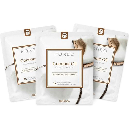 FOREO Coconut Oil Sheet Mask - Hydrating Tropical Facial Boost, 3 Pcs