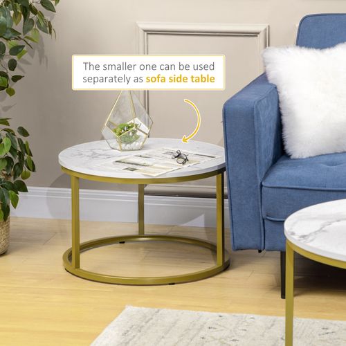 Stylish HOMCOM Marble Nesting Coffee Table Set for Living Room & Office