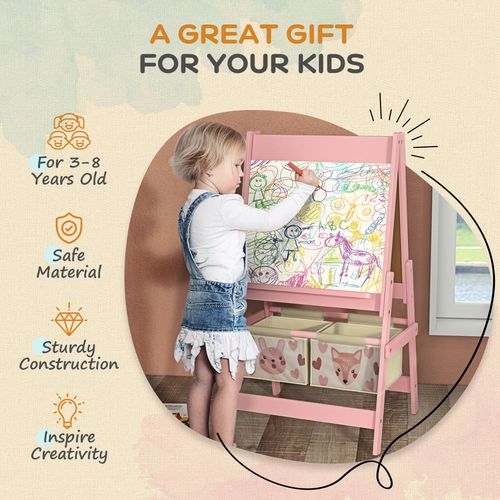 AIYAPLAY Kids Easel - 3-in-1 Art Station with Paper Roll, Storage & Animal Design