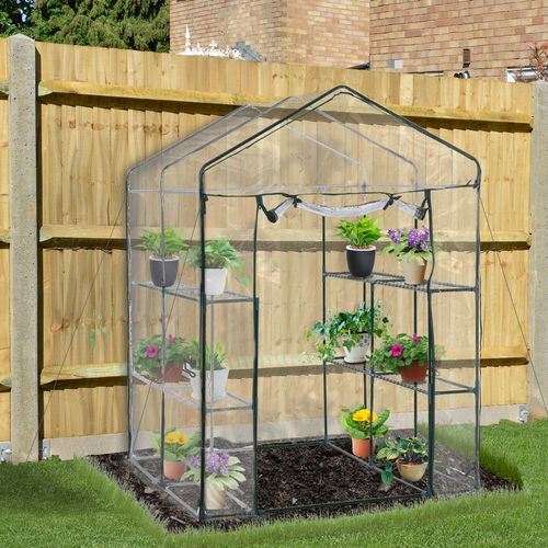 Sturdy Steel Frame Greenhouse with 2 Shelves for Home Gardening & Plant Growth