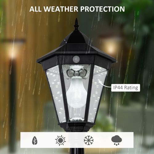 1.9M Solar LED Garden Lamp Post Light - IP44 Outdoor Lighting, Black