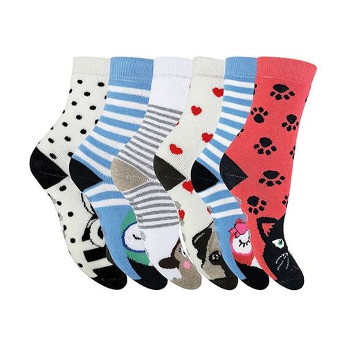 Kids Thermal Slipper Socks 6 Pack - Warm, Non-Slip Designs for Home Comfort