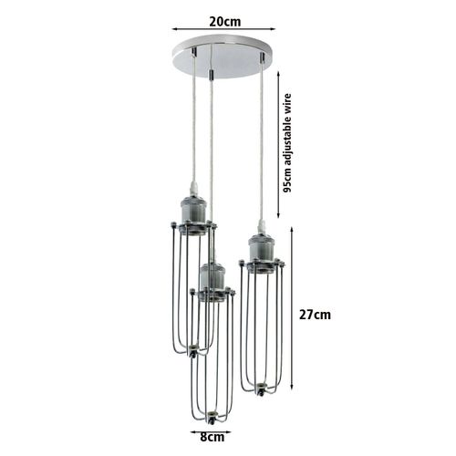 Modern 3 Way Chrome Pendant Light Fixture E27 - Stylish Ceiling Lamp Kit