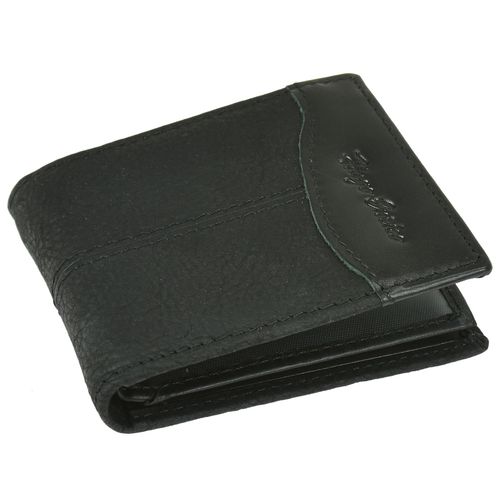 Stylish Hugo Enrico Bifold Wallet - Genuine Leather, Black, Double Stitch Design