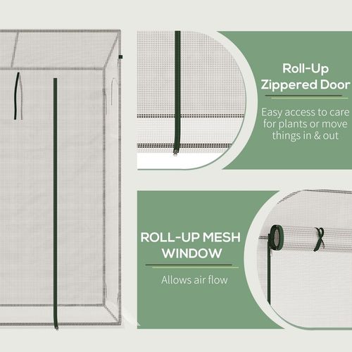 Portable Outsunny Walk-In Greenhouse with Roll-Up Door for Year-Round Gardening