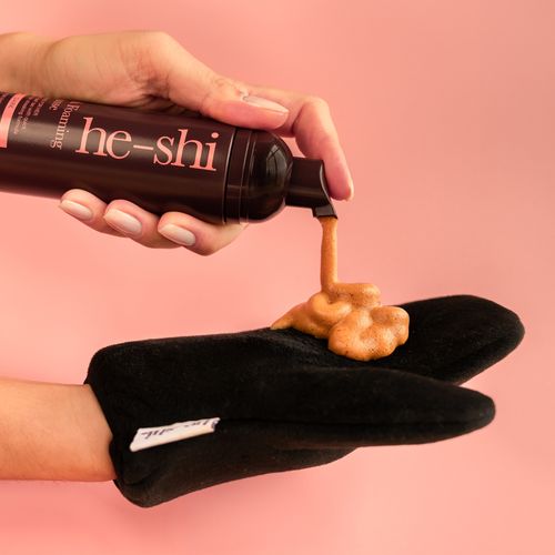 He-Shi Dark Self Tan Foaming Mousse - Quick Dry, Easy Application, Streak-Free