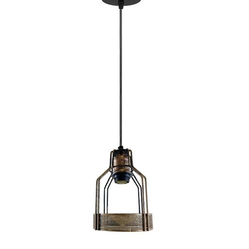 Retro Industrial Brushed Copper Pendant Light - Vintage Bird Cage Shade Lamp