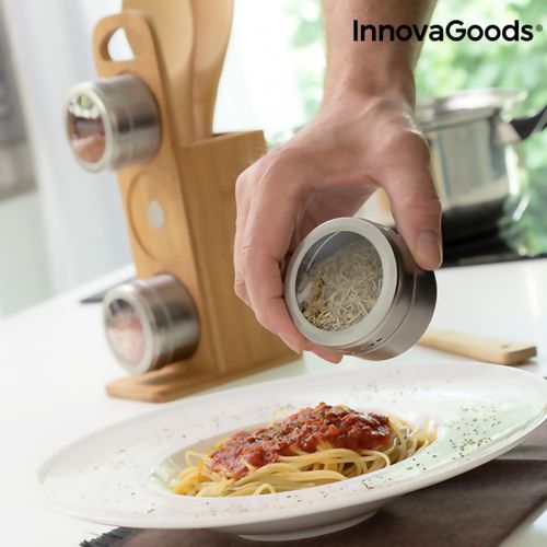 7-Piece Bamsa Bamboo Utensil & Magnetic Spice Rack Set - Stainless Steel Magic!