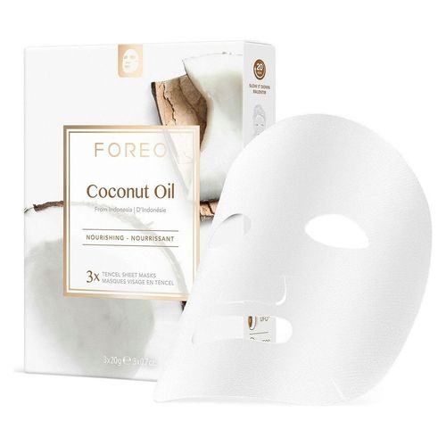 FOREO Coconut Oil Sheet Mask - Hydrating Tropical Facial Boost, 3 Pcs