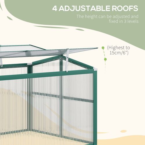 Outsunny 130cm Aluminium Greenhouse Planter with Openable Roof for Home & Garden