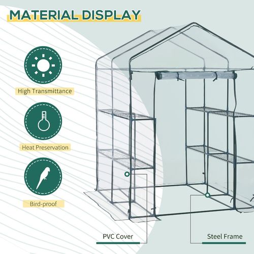 Sturdy Steel Frame Greenhouse with 2 Shelves for Home Gardening & Plant Growth