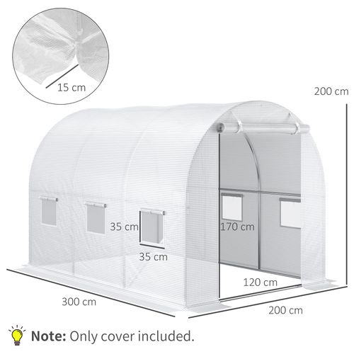 Outsunny 3x2x2m Greenhouse Cover with Windows - Durable PE Mesh