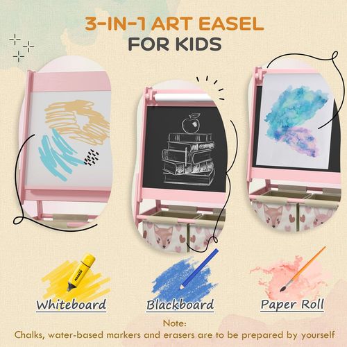 AIYAPLAY Kids Easel - 3-in-1 Art Station with Paper Roll, Storage & Animal Design