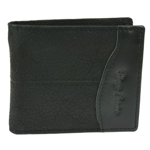 Stylish Hugo Enrico Bifold Wallet - Genuine Leather, Black, Double Stitch Design