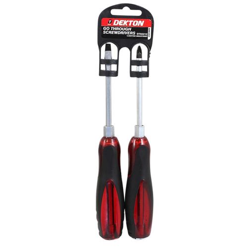 DEKTON 2PC Screwdriver Set - Go Through Design, Rubber Grip, Durable Tools