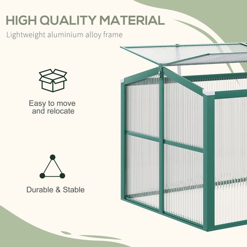 Outsunny 130cm Aluminium Greenhouse Planter with Openable Roof for Home & Garden